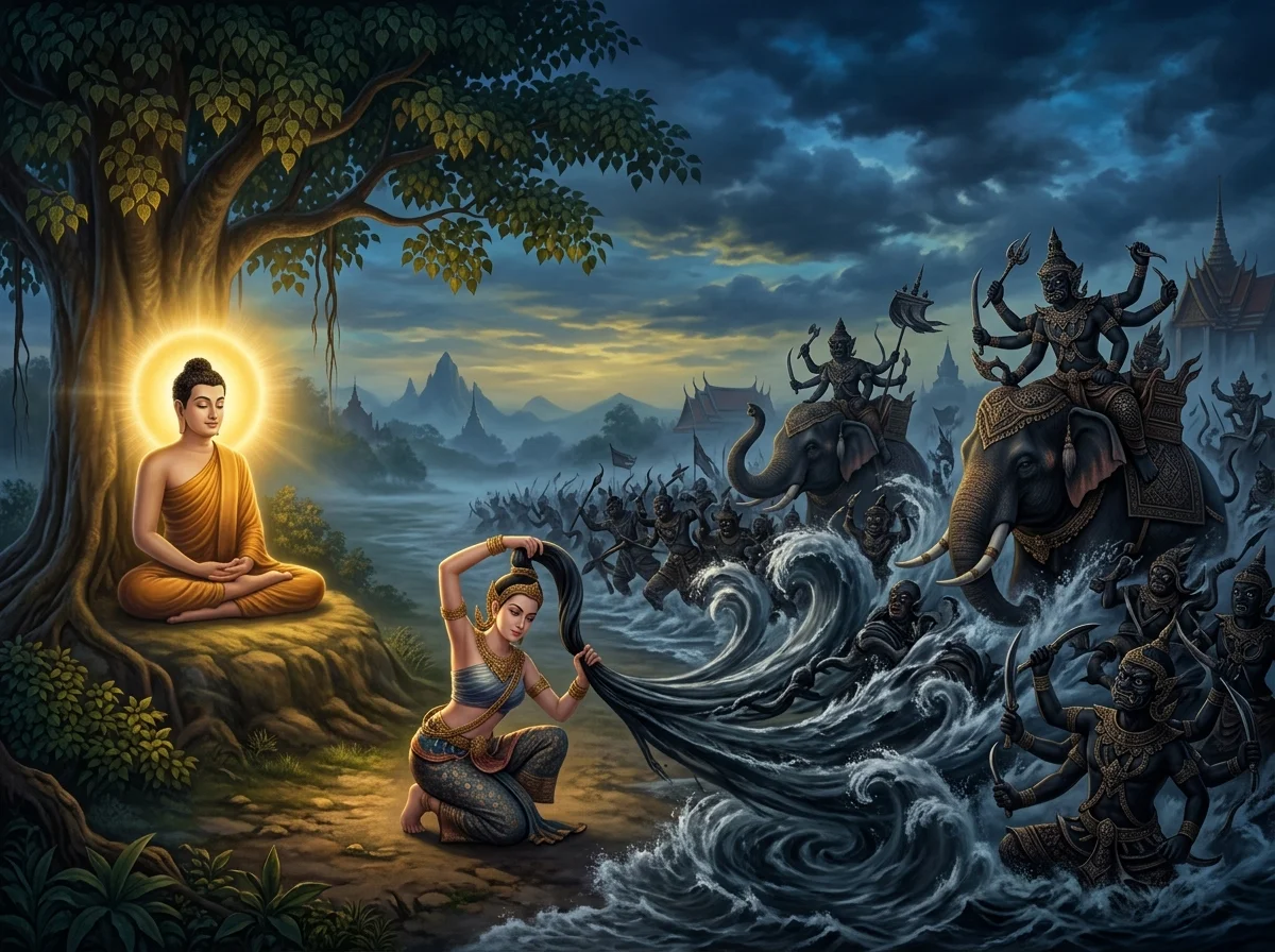 พระธรณีมวยผมไล่เหล่ามาร